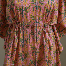 Peach Sanganeri Block Print Cotton Kaftan (Medium) 
