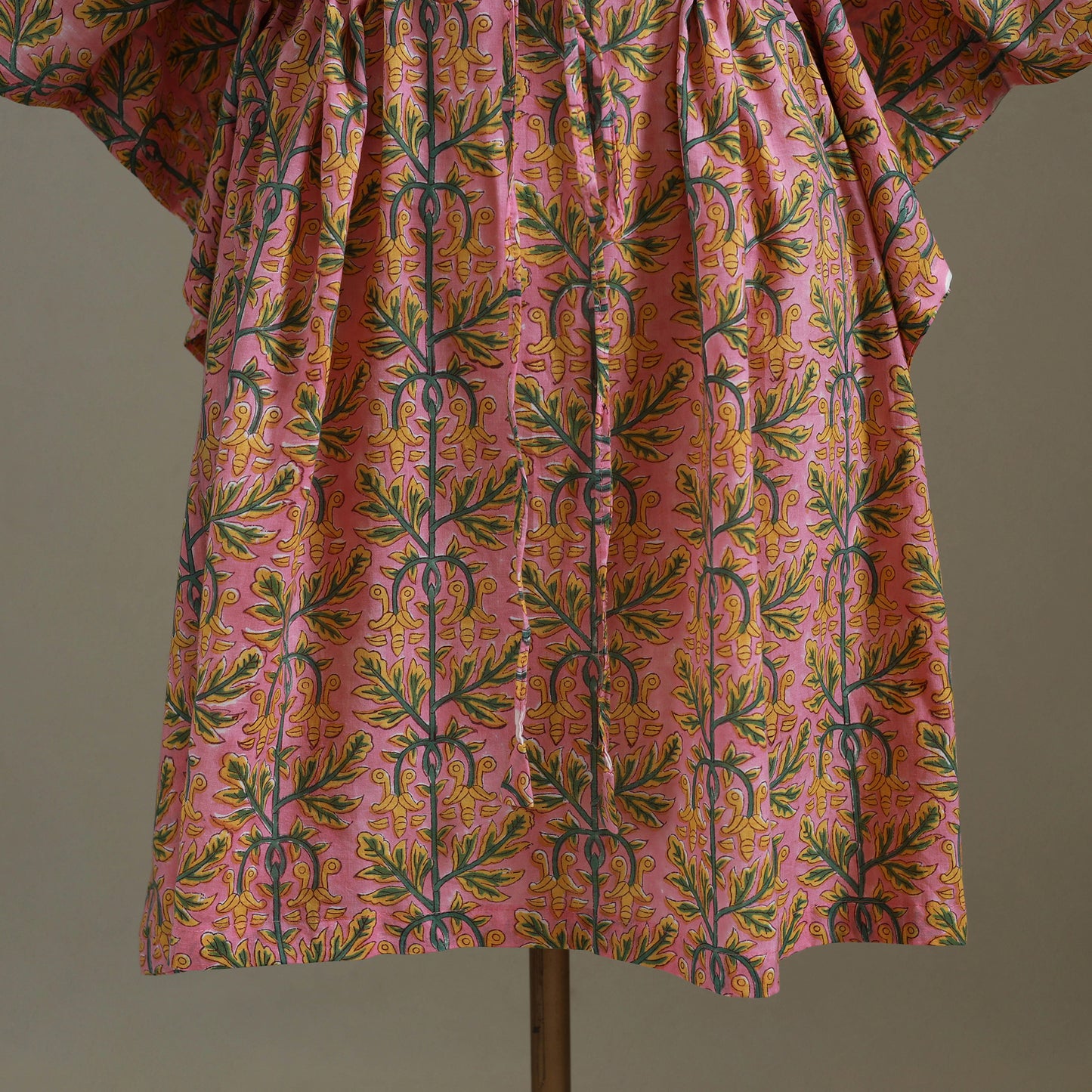 Peach Sanganeri Block Print Cotton Kaftan (Medium) 