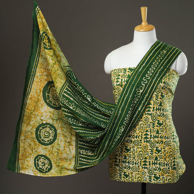 Green - 3pc Kutch Batik Print Cotton Dress Material 02