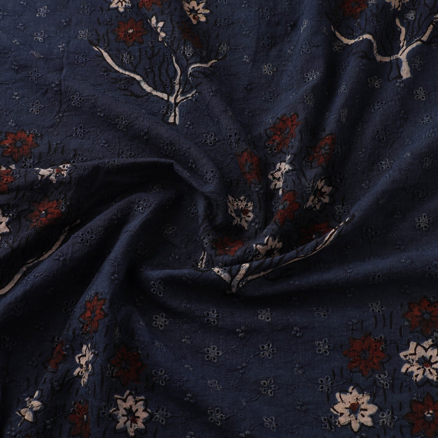 Hakoba Hand Block Ajrakh Print Natural Dyed Cotton Fabric 06