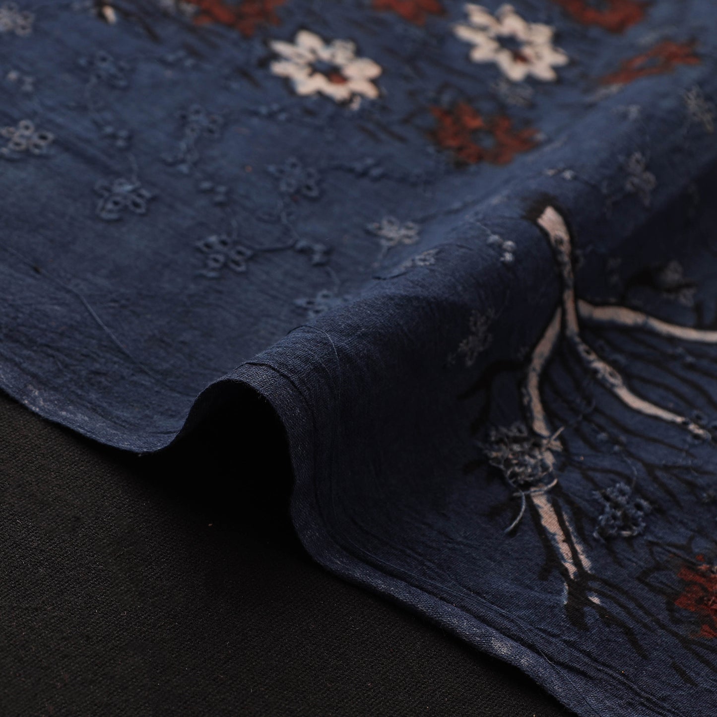 Hakoba Hand Block Ajrakh Print Natural Dyed Cotton Fabric 06
