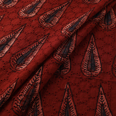 Hakoba Hand Block Ajrakh Print Natural Dyed Cotton Fabric 07