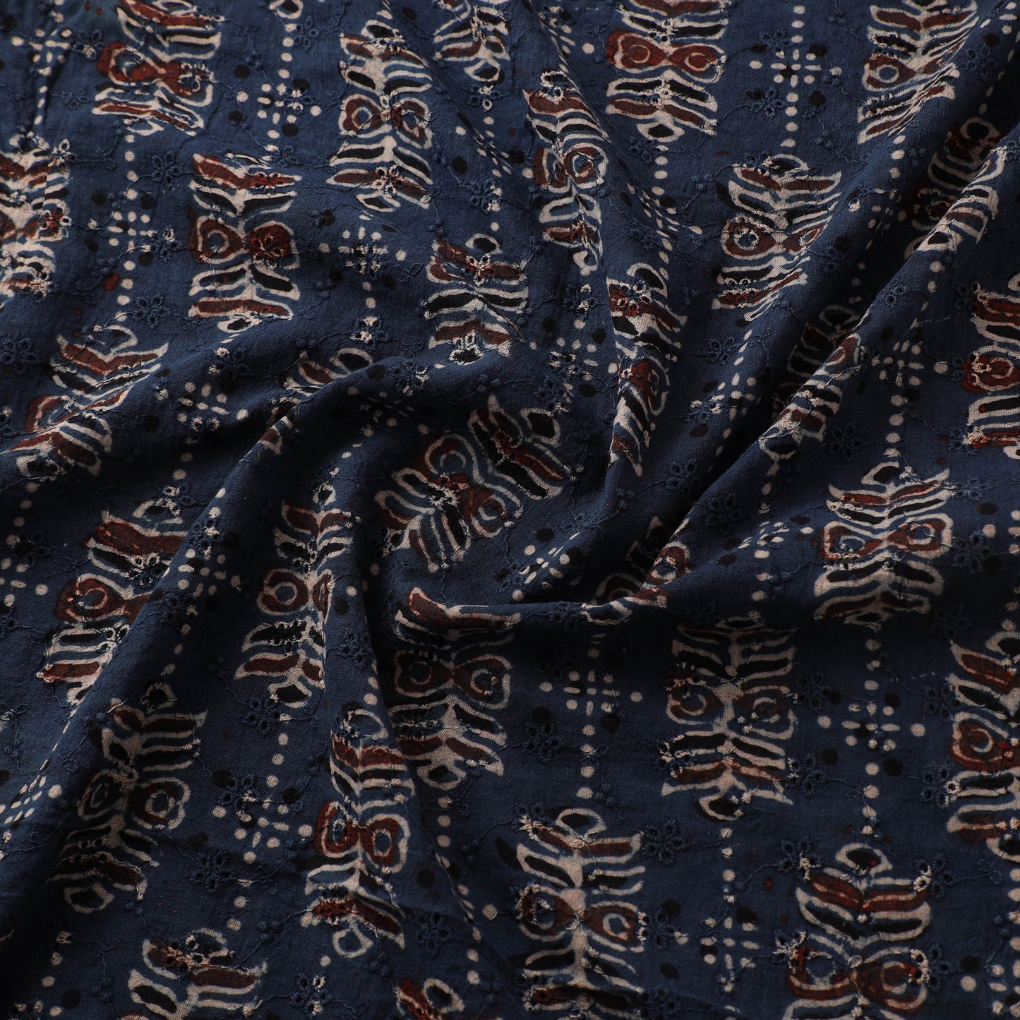 Hakoba Hand Block Ajrakh Print Natural Dyed Cotton Fabric 08