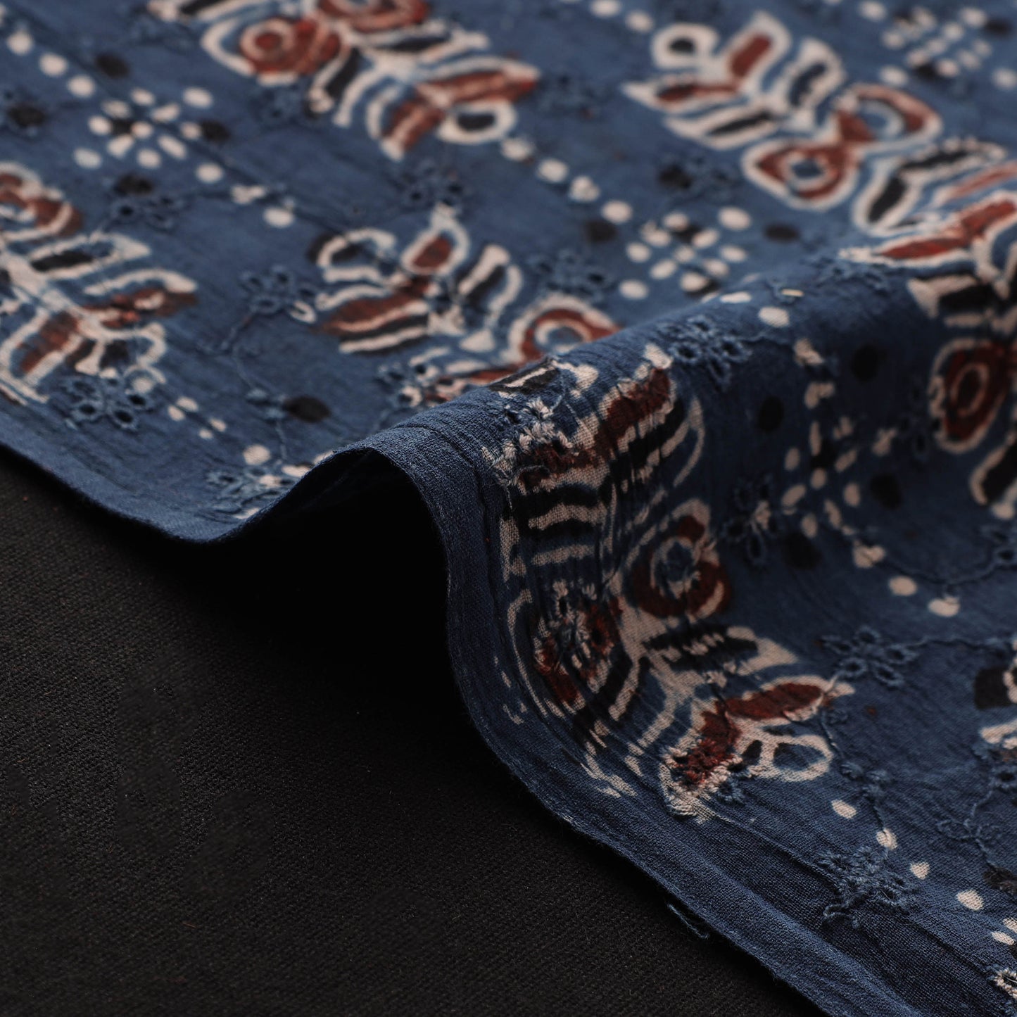 Hakoba Hand Block Ajrakh Print Natural Dyed Cotton Fabric 08