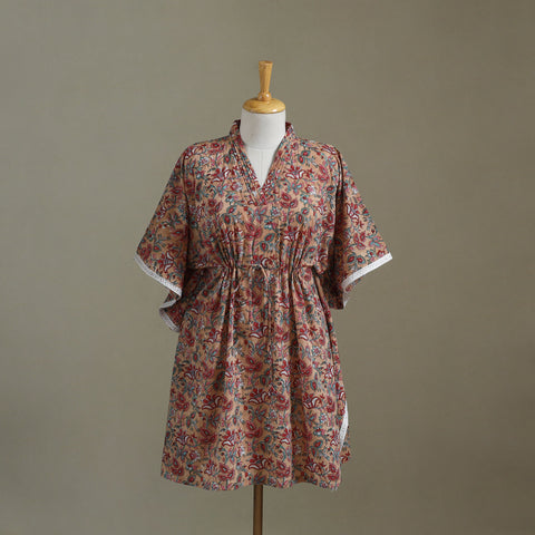Brown - sanganeri cotton kaftan (medium) 43 - handcrafted