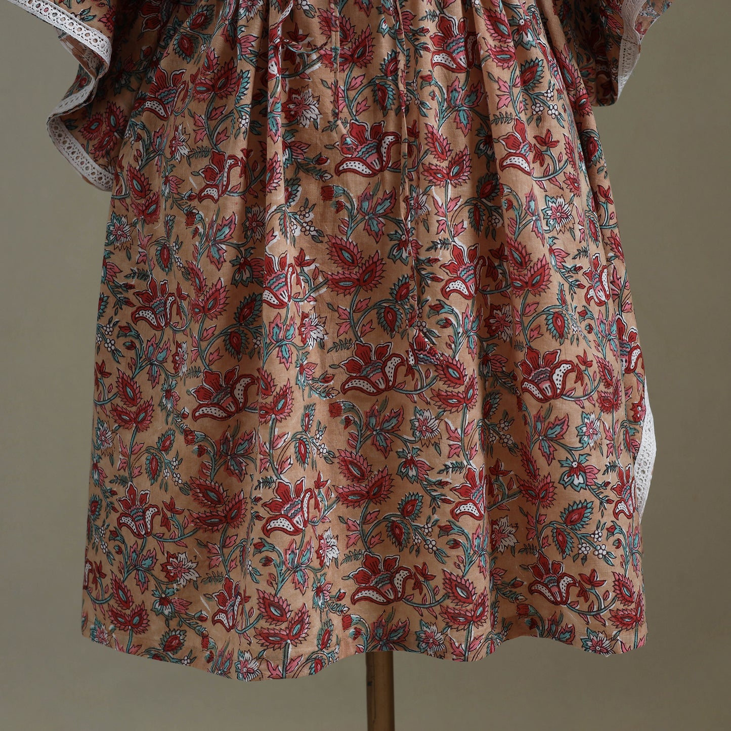 Brown - sanganeri cotton kaftan (medium) 43 - handcrafted