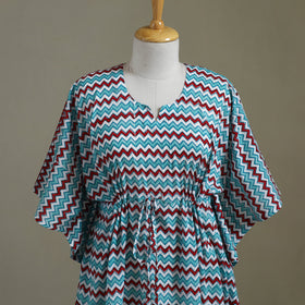 Blue Sanganeri Block Print Cotton Kaftan (Medium) 