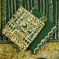 Green - 3pc Kutch Batik Print Cotton Dress Material 02