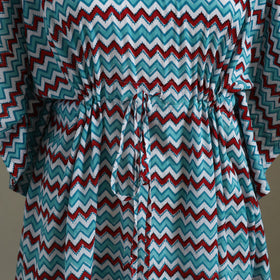 Blue Sanganeri Block Print Cotton Kaftan (Medium) 