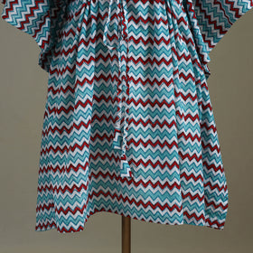 Blue Sanganeri Block Print Cotton Kaftan (Medium) 