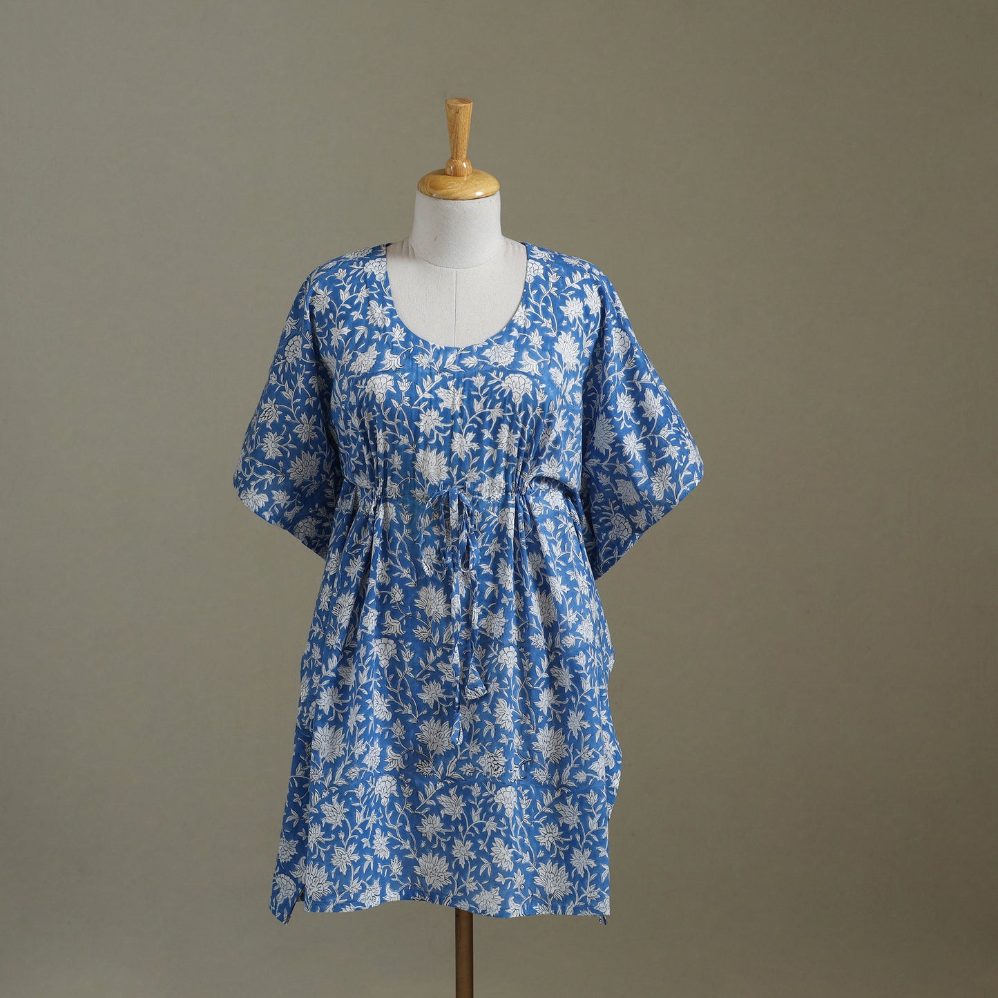 Blue - sanganeri cotton kaftan (medium) 45 - handcrafted