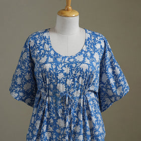 Blue - sanganeri cotton kaftan (medium) 45 - handcrafted