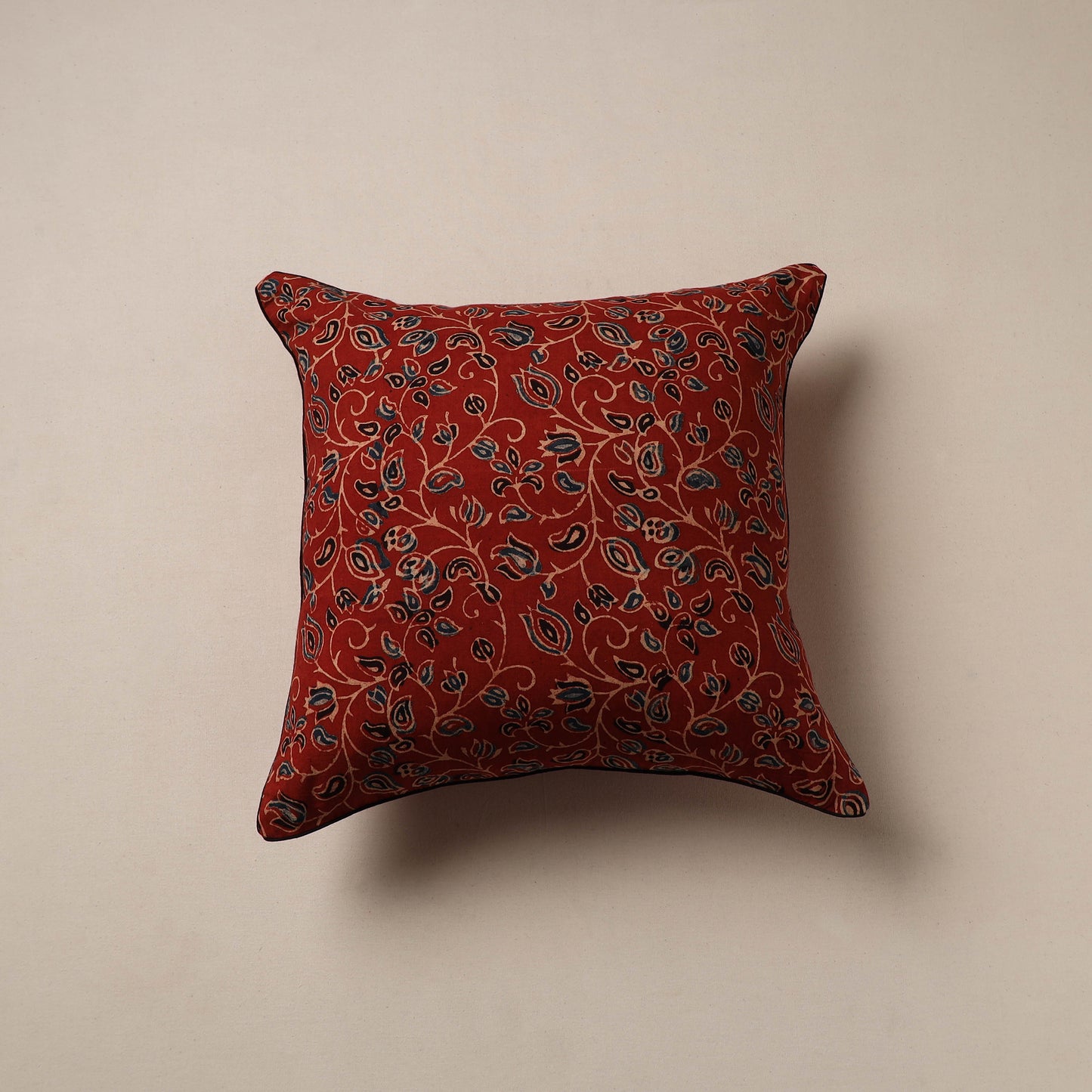 Ajrakh Hand Block Print Cushion Cover (16 x 16 in) 03