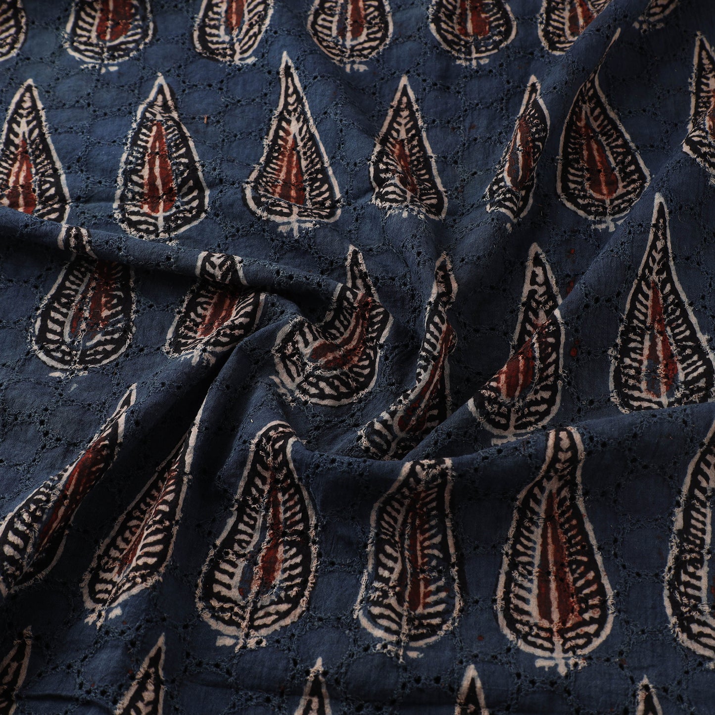 Hakoba Hand Block Ajrakh Print Natural Dyed Cotton Fabric 14
