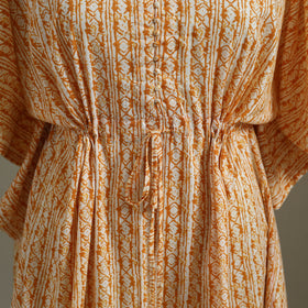 Peach Sanganeri Block Print Cotton Kaftan (Medium) 