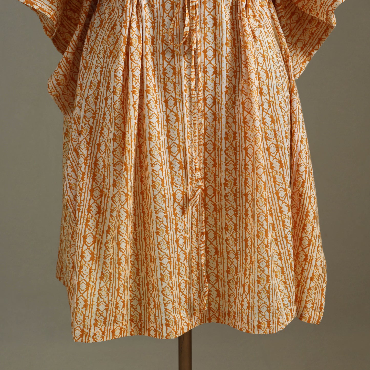 Peach Sanganeri Block Print Cotton Kaftan (Medium) 