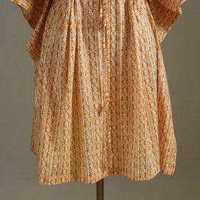 Peach Sanganeri Block Print Cotton Kaftan (Medium) 