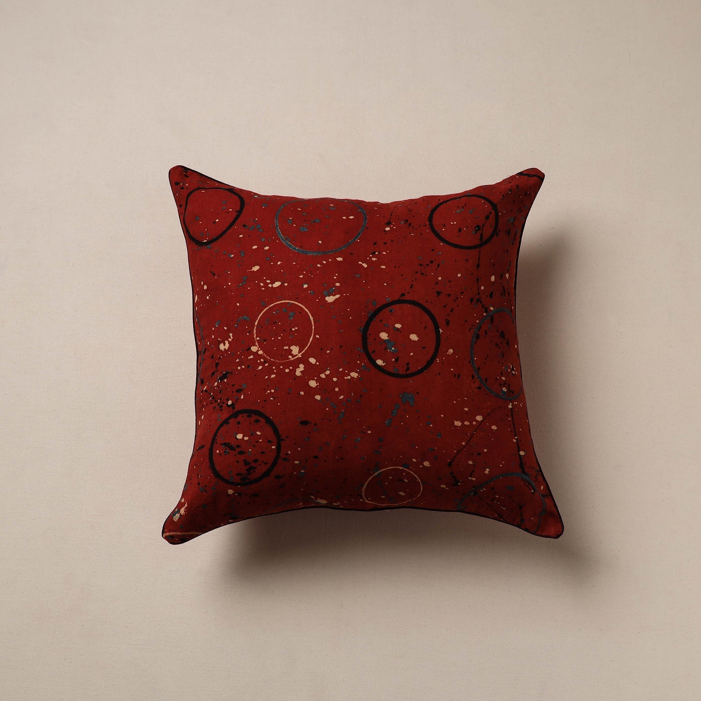Ajrakh Hand Block Print Cushion Cover (16 x 16 in) 04