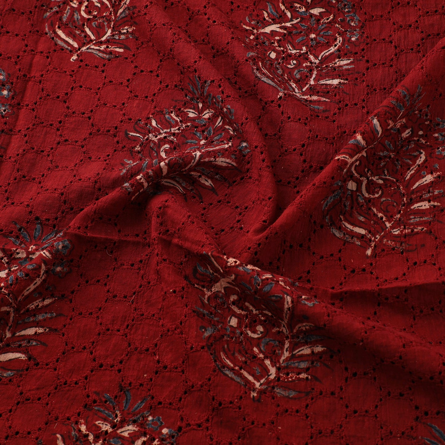 Hakoba Hand Block Ajrakh Print Natural Dyed Cotton Fabric 15