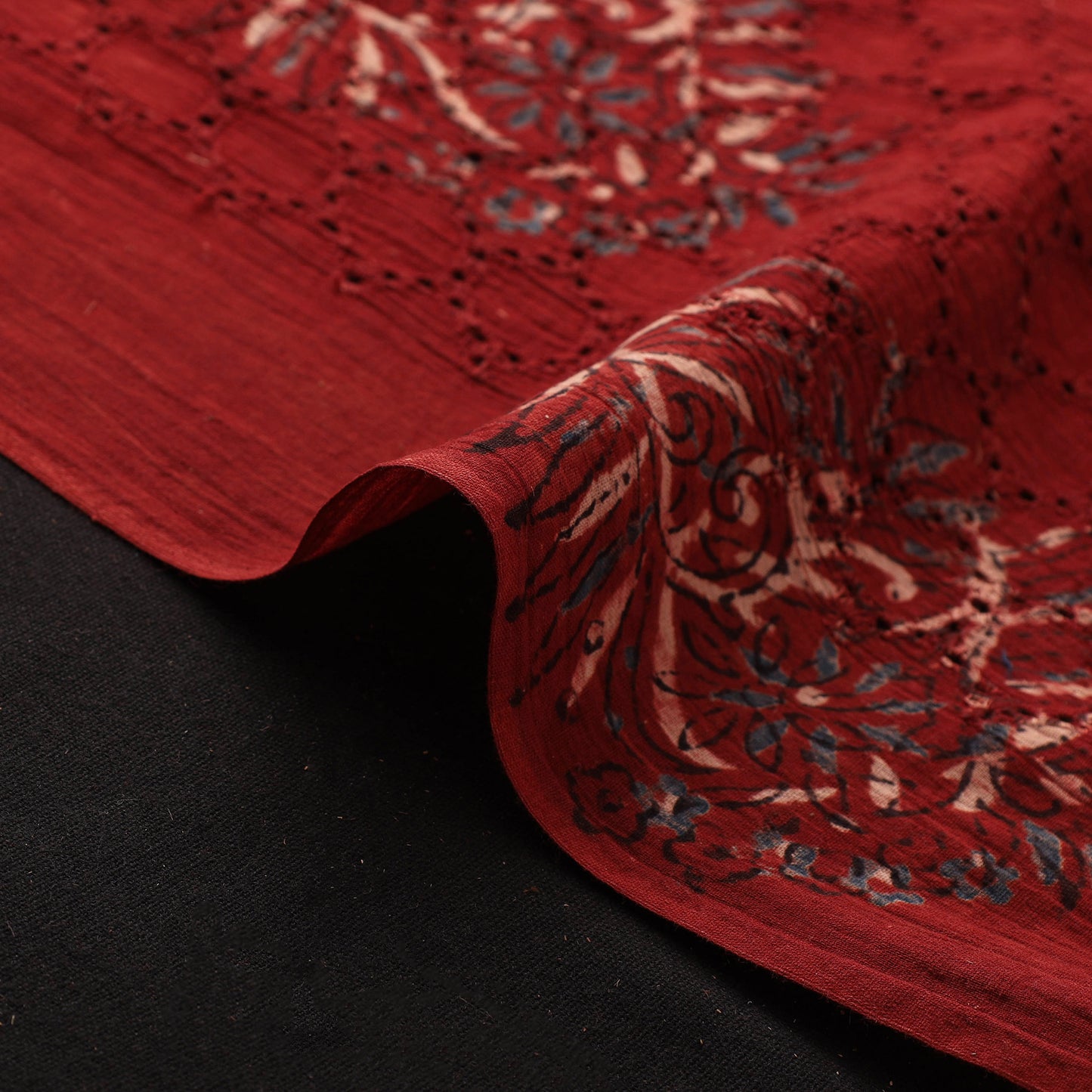 Hakoba Hand Block Ajrakh Print Natural Dyed Cotton Fabric 15