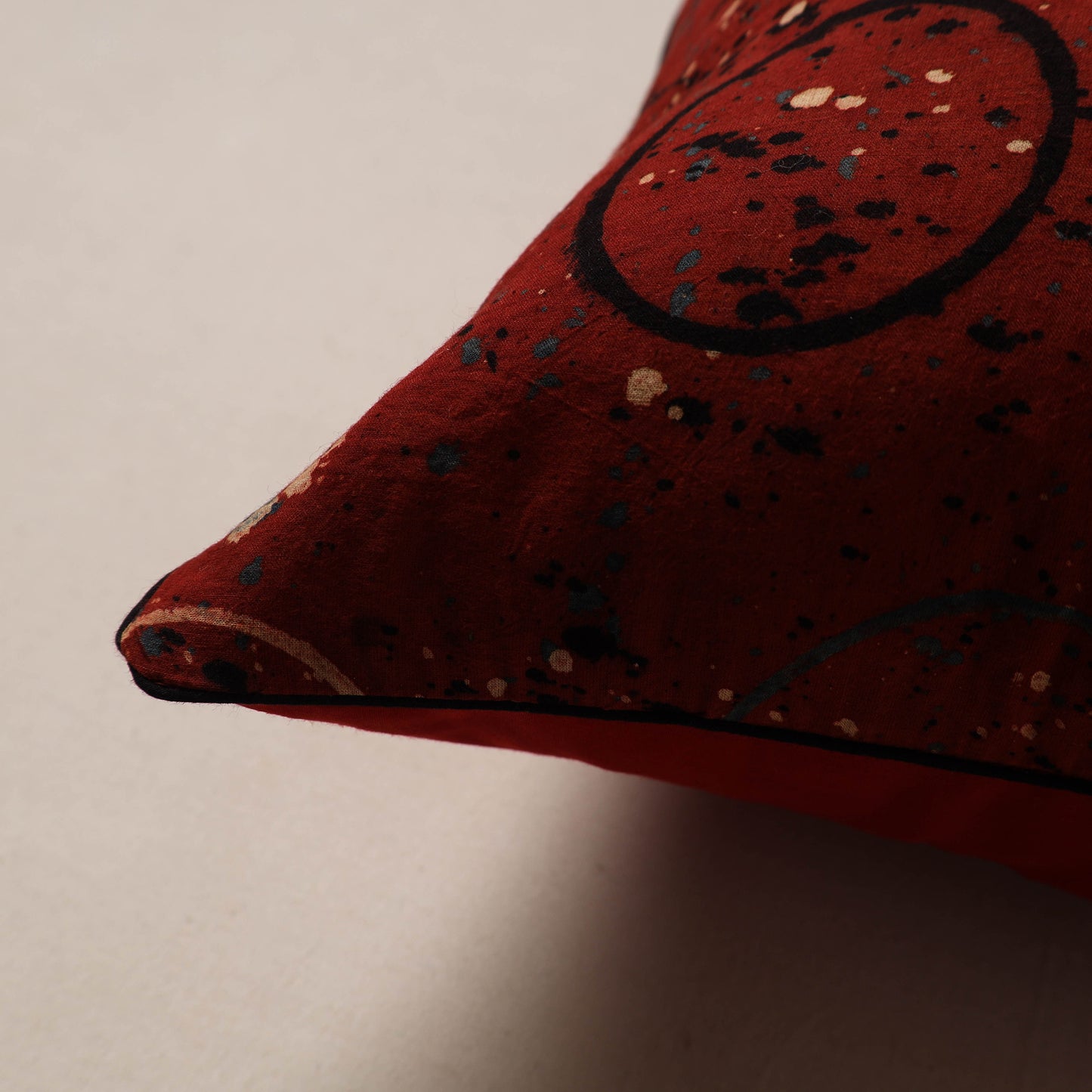 Ajrakh Hand Block Print Cushion Cover (16 x 16 in) 04
