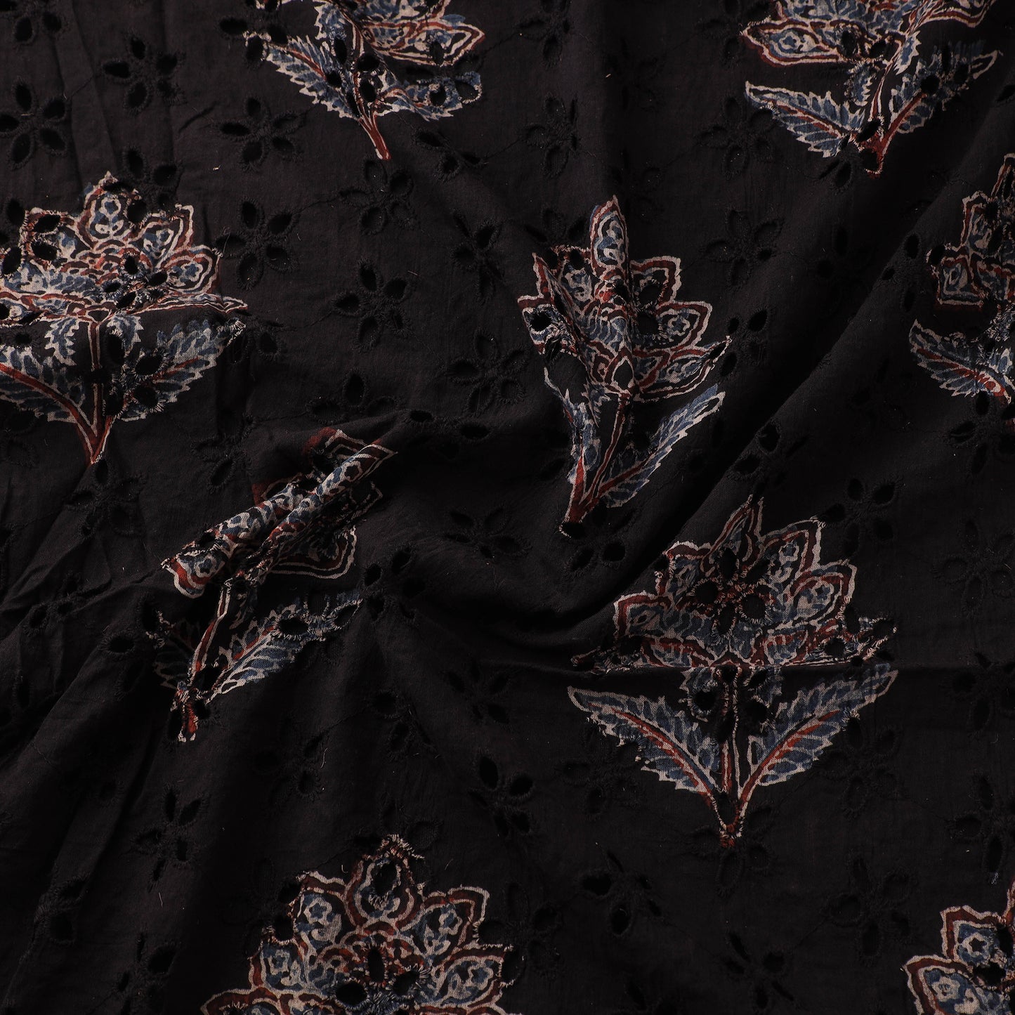 Hakoba Hand Block Ajrakh Print Natural Dyed Cotton Fabric 17