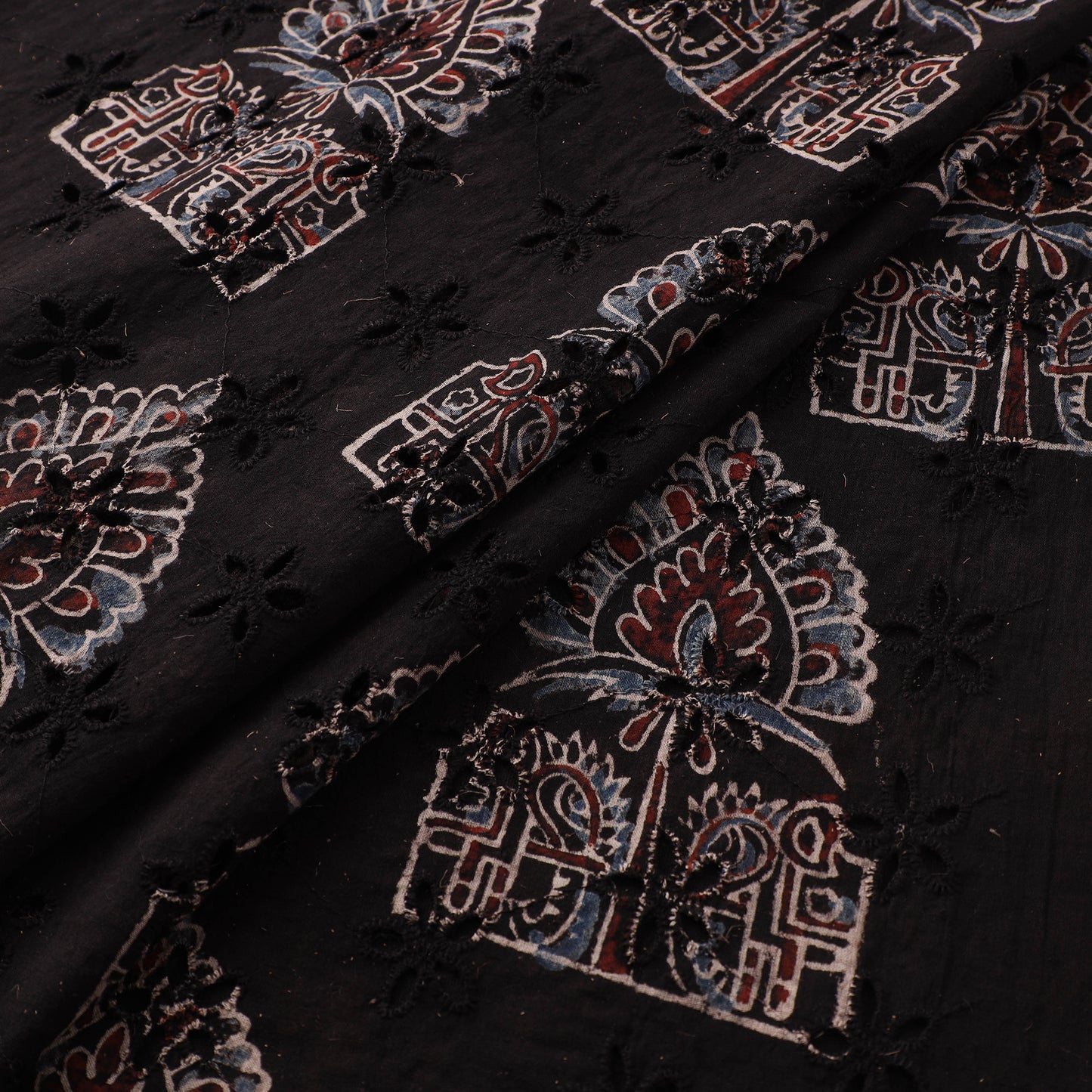 Hakoba Hand Block Ajrakh Print Natural Dyed Cotton Fabric 18