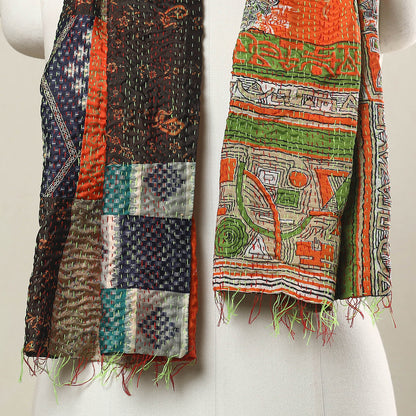 Multicolor - Bengal Kantha Embroidery Patchwork Reversible Silk Stole 04