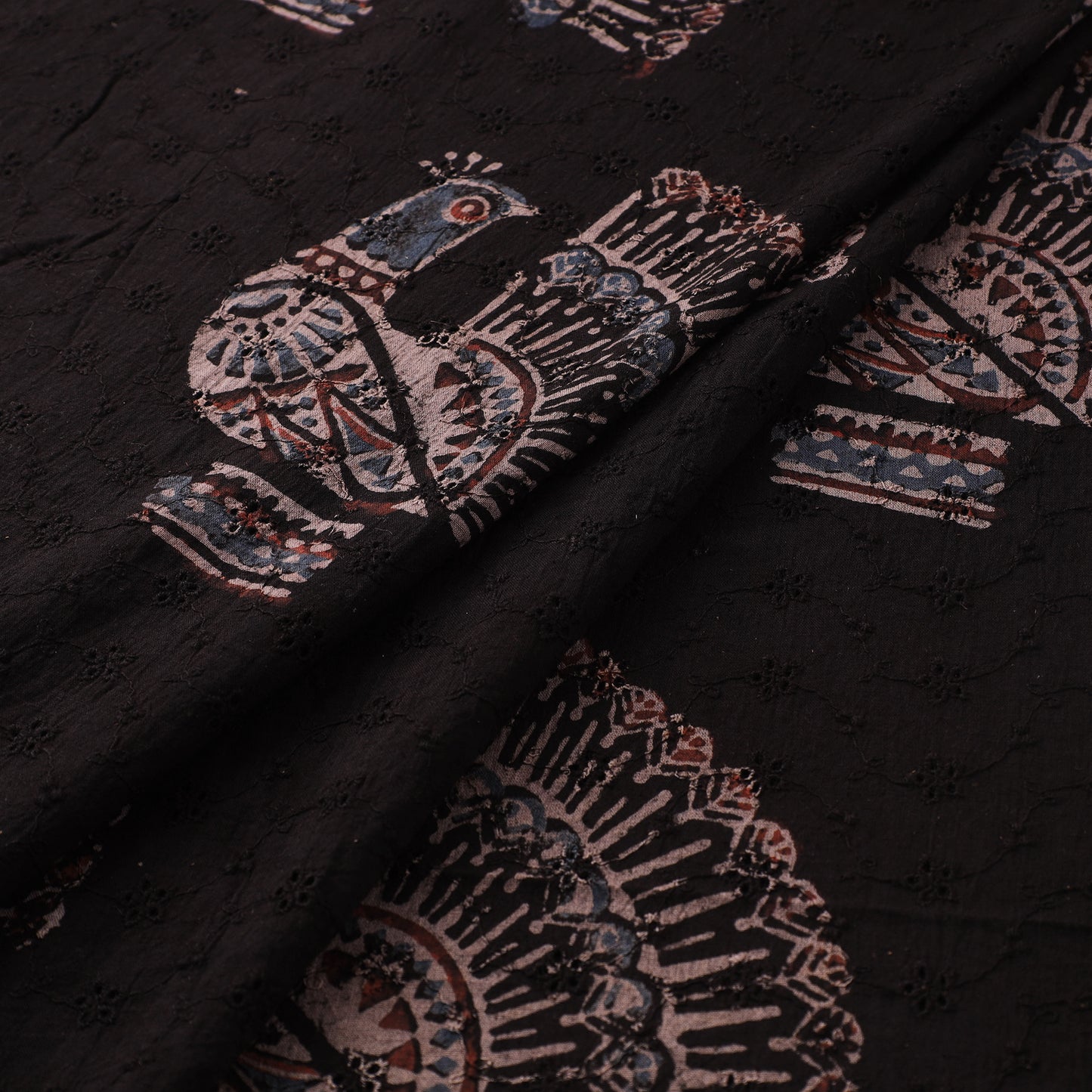 Hakoba Hand Block Ajrakh Print Natural Dyed Cotton Fabric 20