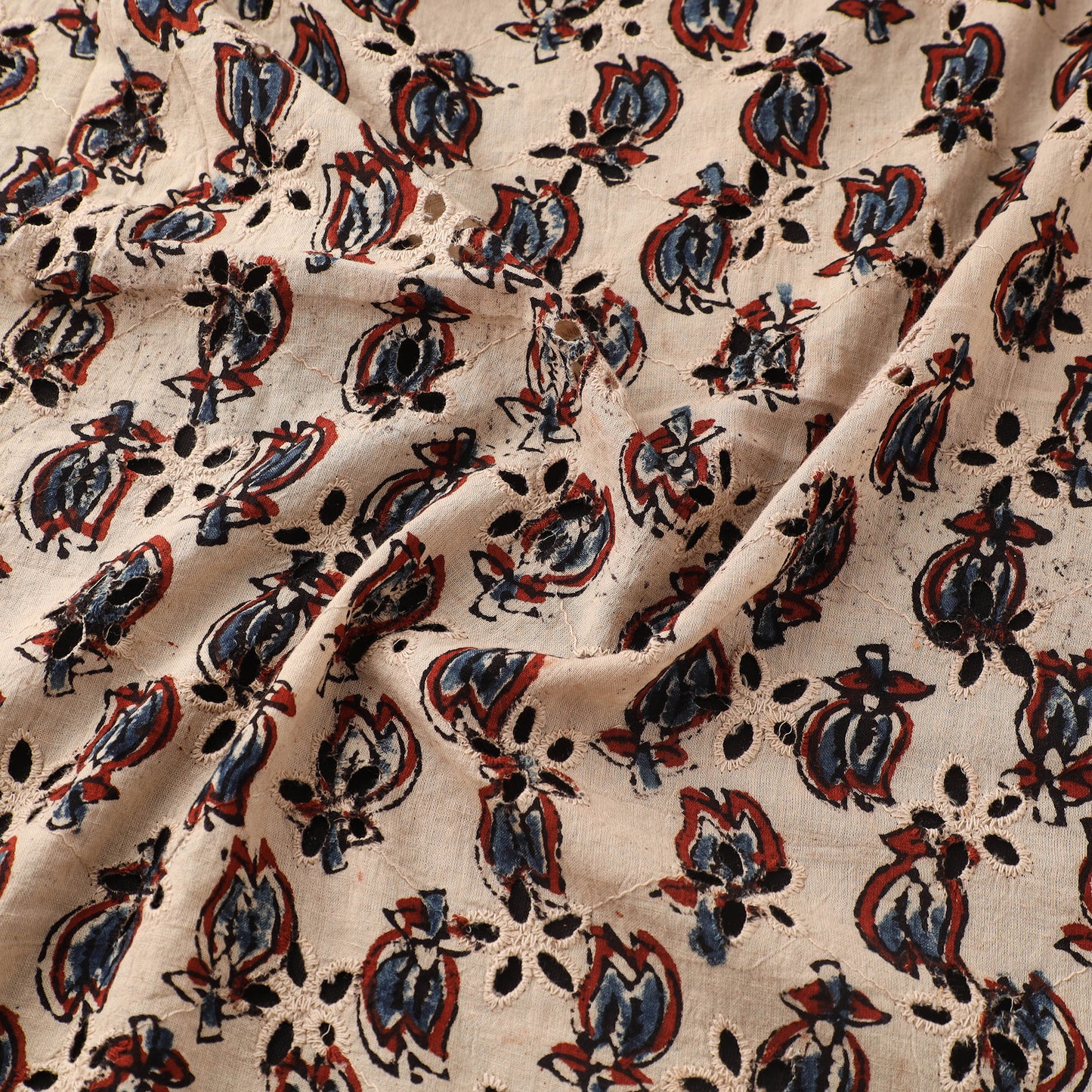 Hakoba Hand Block Ajrakh Print Natural Dyed Cotton Fabric 22