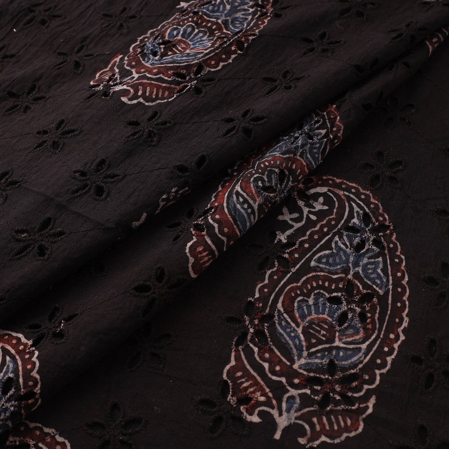 Hakoba Hand Block Ajrakh Print Natural Dyed Cotton Fabric 23