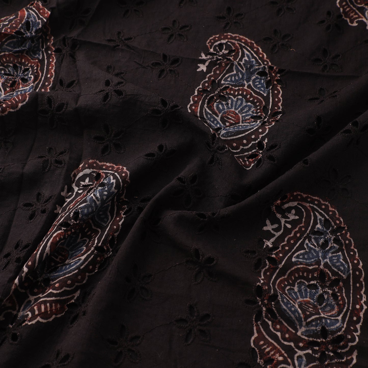Hakoba Hand Block Ajrakh Print Natural Dyed Cotton Fabric 23