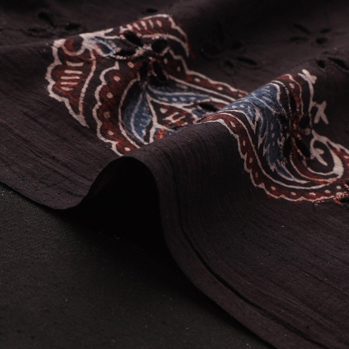 Hakoba Hand Block Ajrakh Print Natural Dyed Cotton Fabric 23