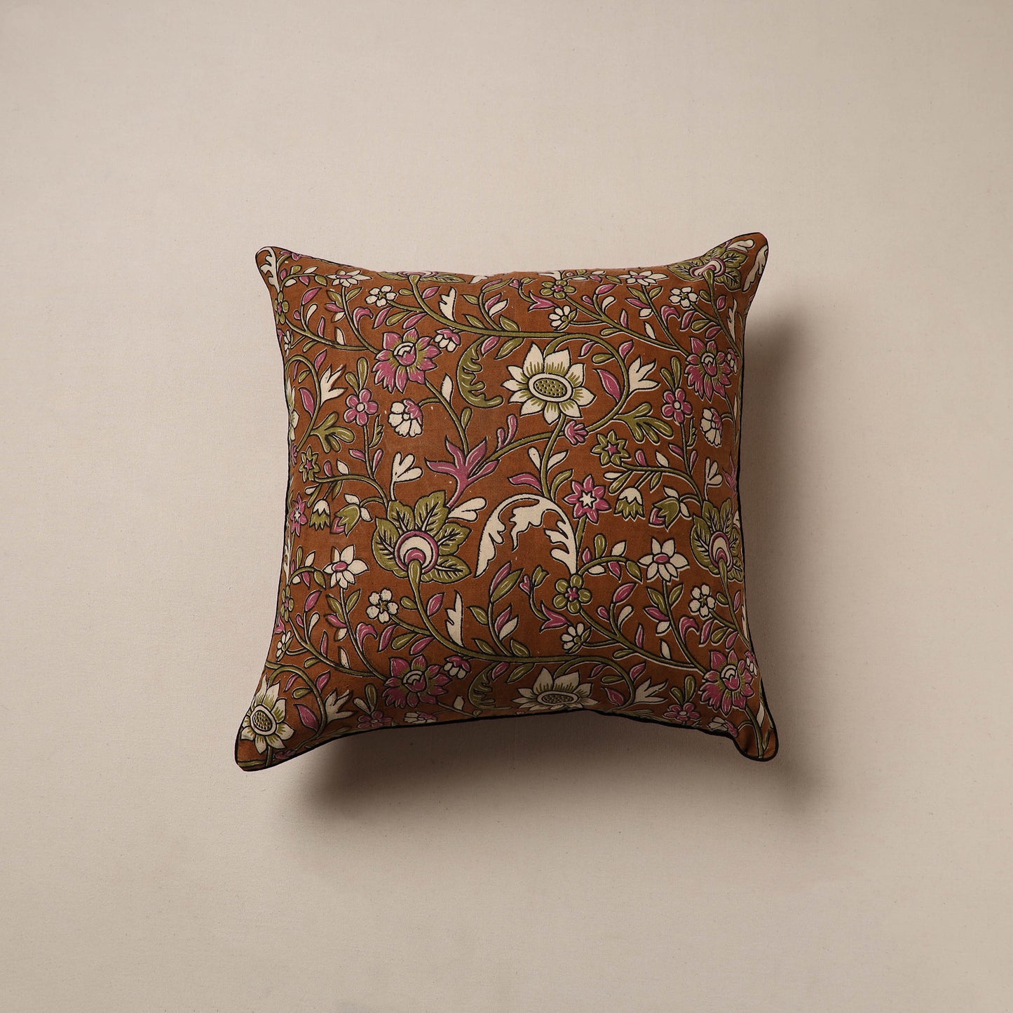Kalamkari Hand Block Print Cushion Cover (16 x 16 in) 20