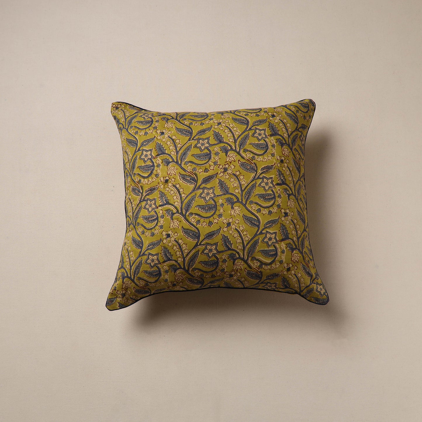 Kalamkari Hand Block Print Cushion Cover (16 x 16 in) 21