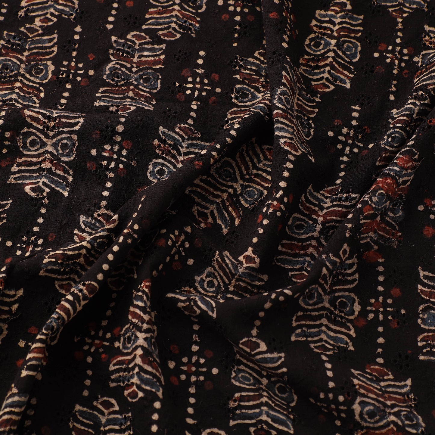 Hakoba Hand Block Ajrakh Print Natural Dyed Cotton Fabric 30