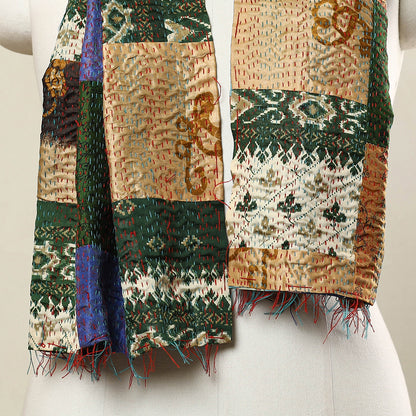 Multicolor - Bengal Kantha Embroidery Patchwork Reversible Silk Stole 38