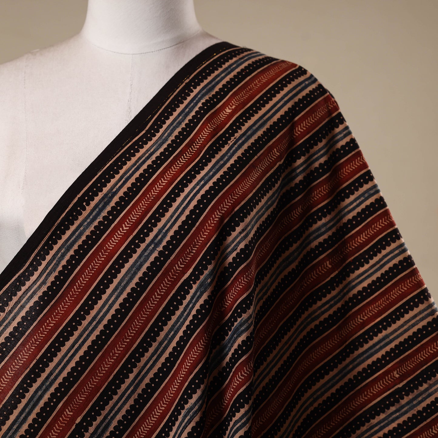 Natural Dyed Cotton Hand Block Ajrakh Print Fabric 33