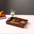 Brown - Handcrafted Blue Pottery Wooden Serving Tray (12 x 8 in) 20