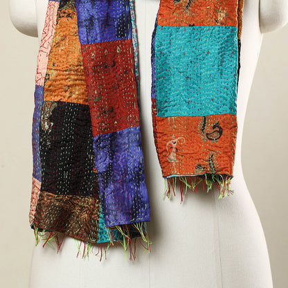 Multicolor - Bengal Kantha Embroidery Patchwork Reversible Silk Stole 39