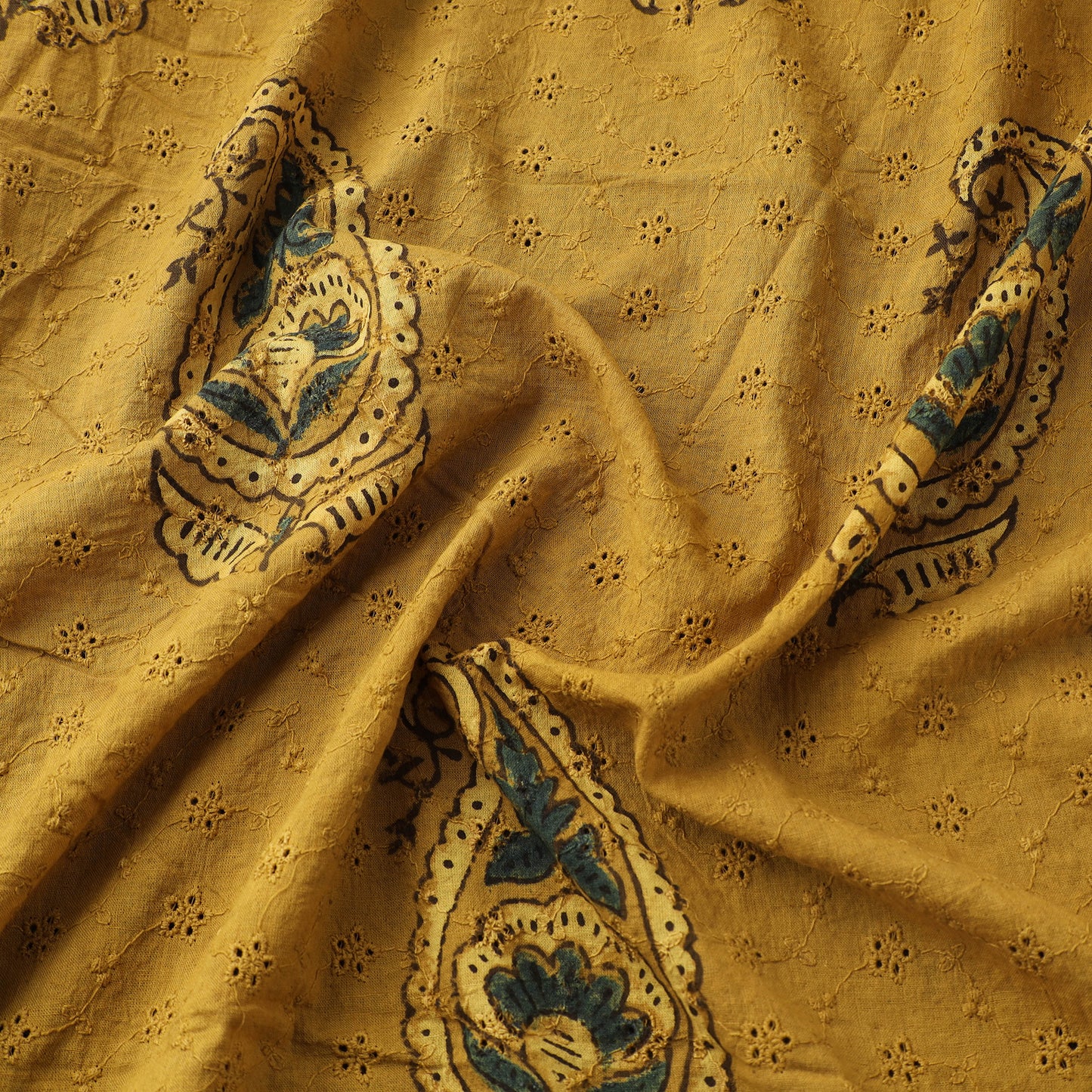 Hakoba Hand Block Ajrakh Print Natural Dyed Cotton Fabric 32