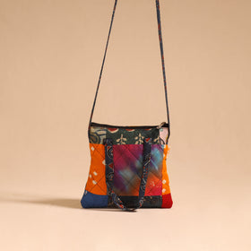 Multicolor - handmade quilted cotton patchwork sling bag 04