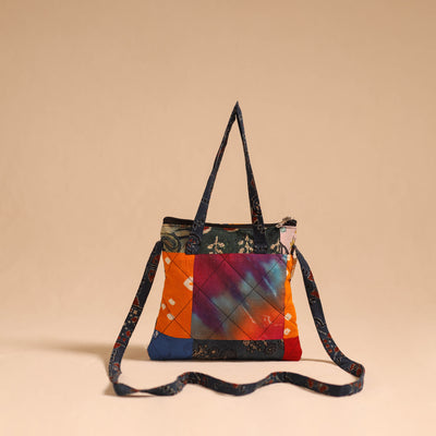 Multicolor - handmade quilted cotton patchwork sling bag 04