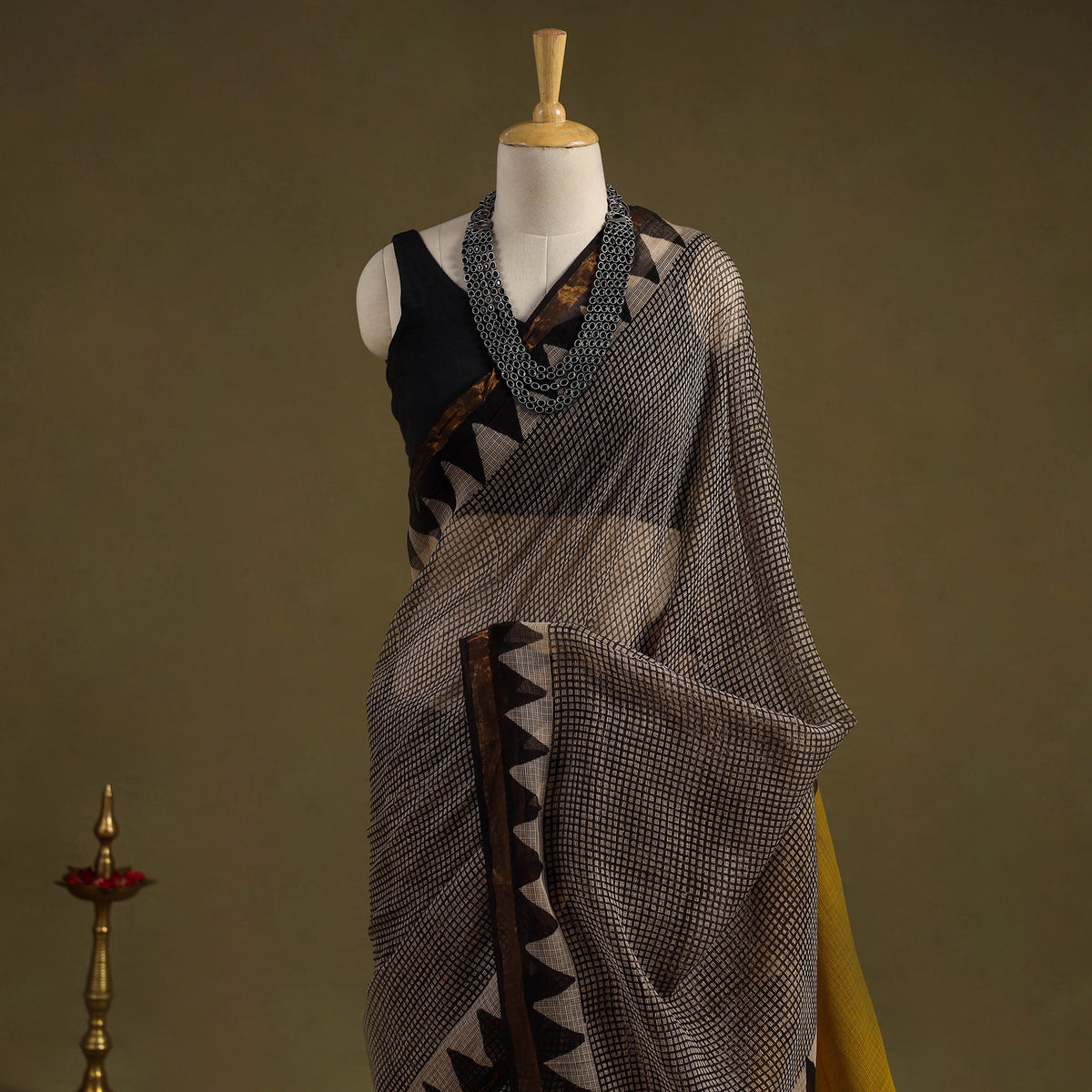 Buy Block Print Kota Doria Cotton Bagru Saree