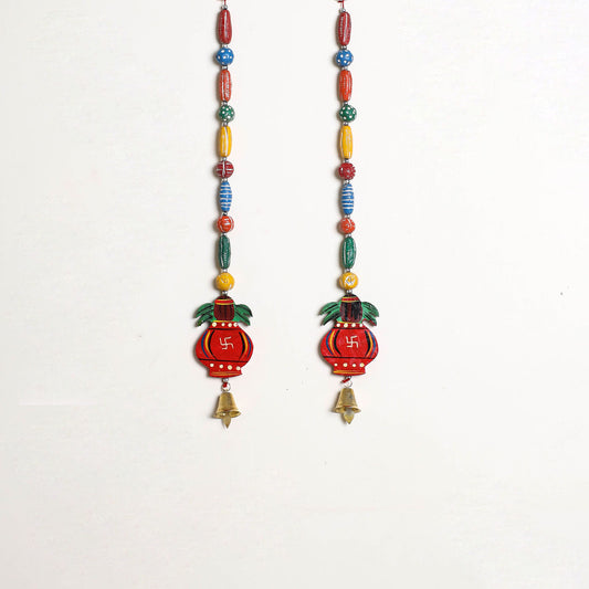 Banaras Handpainted Wooden & Terracotta Beads Decorative Hanging (Set of 2) 113