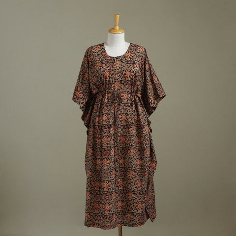 Brown - kalamkari cotton kaftan (long) 62 - handcrafted