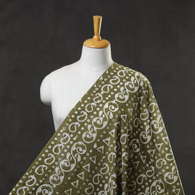  Olive Green Hand Printed Cotton Batik Fabric