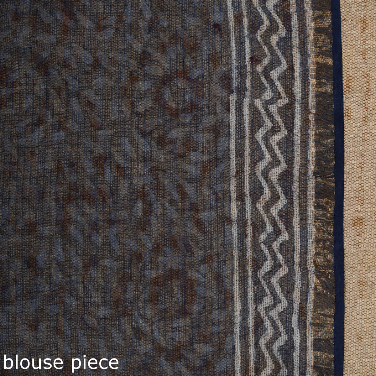 Buy Block Print Kota Doria Cotton Indigo Bagru Saree