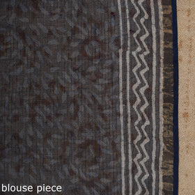 Buy Block Print Kota Doria Cotton Indigo Bagru Saree
