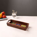 Handcrafted Blue Pottery Wooden Serving Tray (12 x 5 in) 34